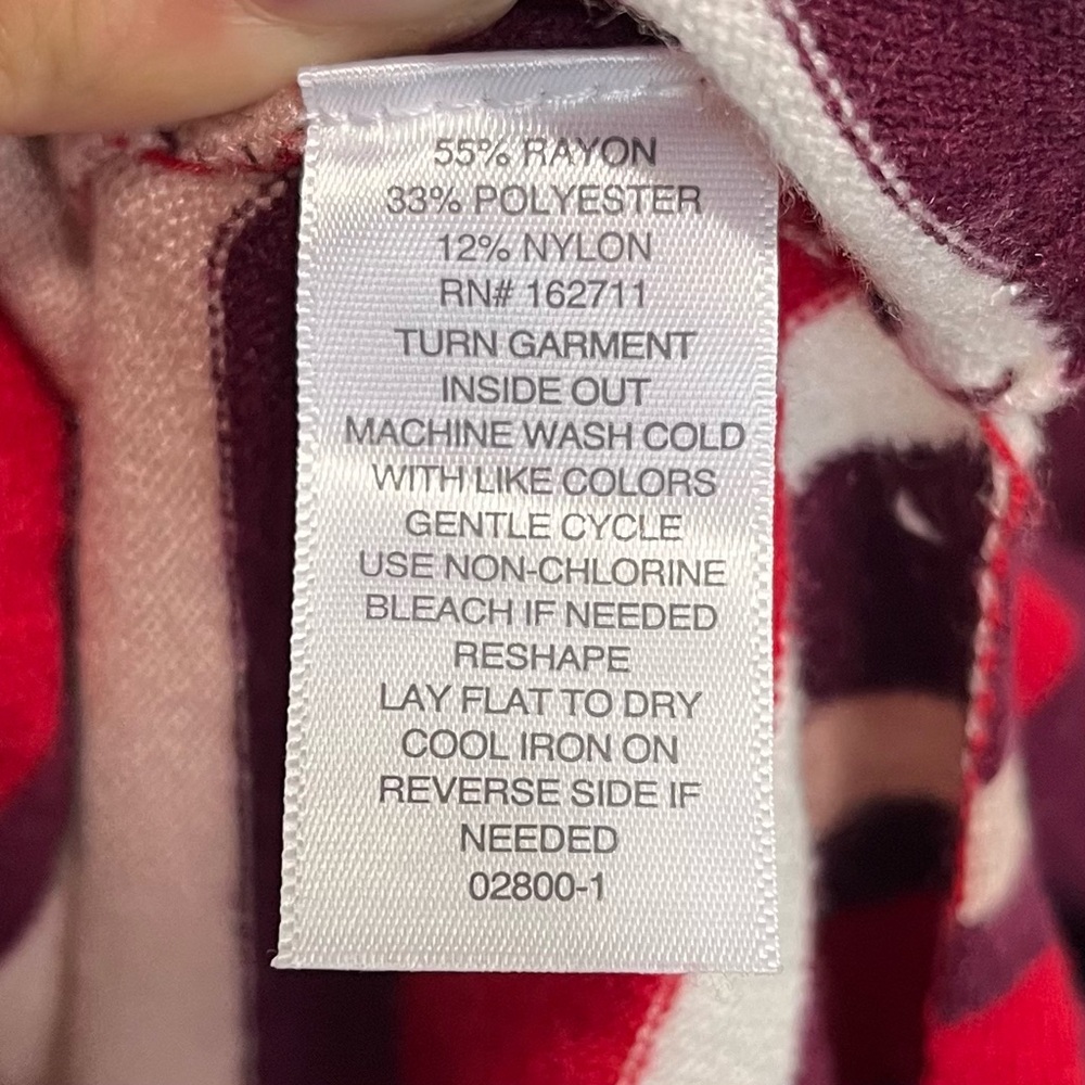 Liz Claiborne Long Cardigan Burgundy Red Pink Stripe Super Soft Size Large - Picture 6 of 6